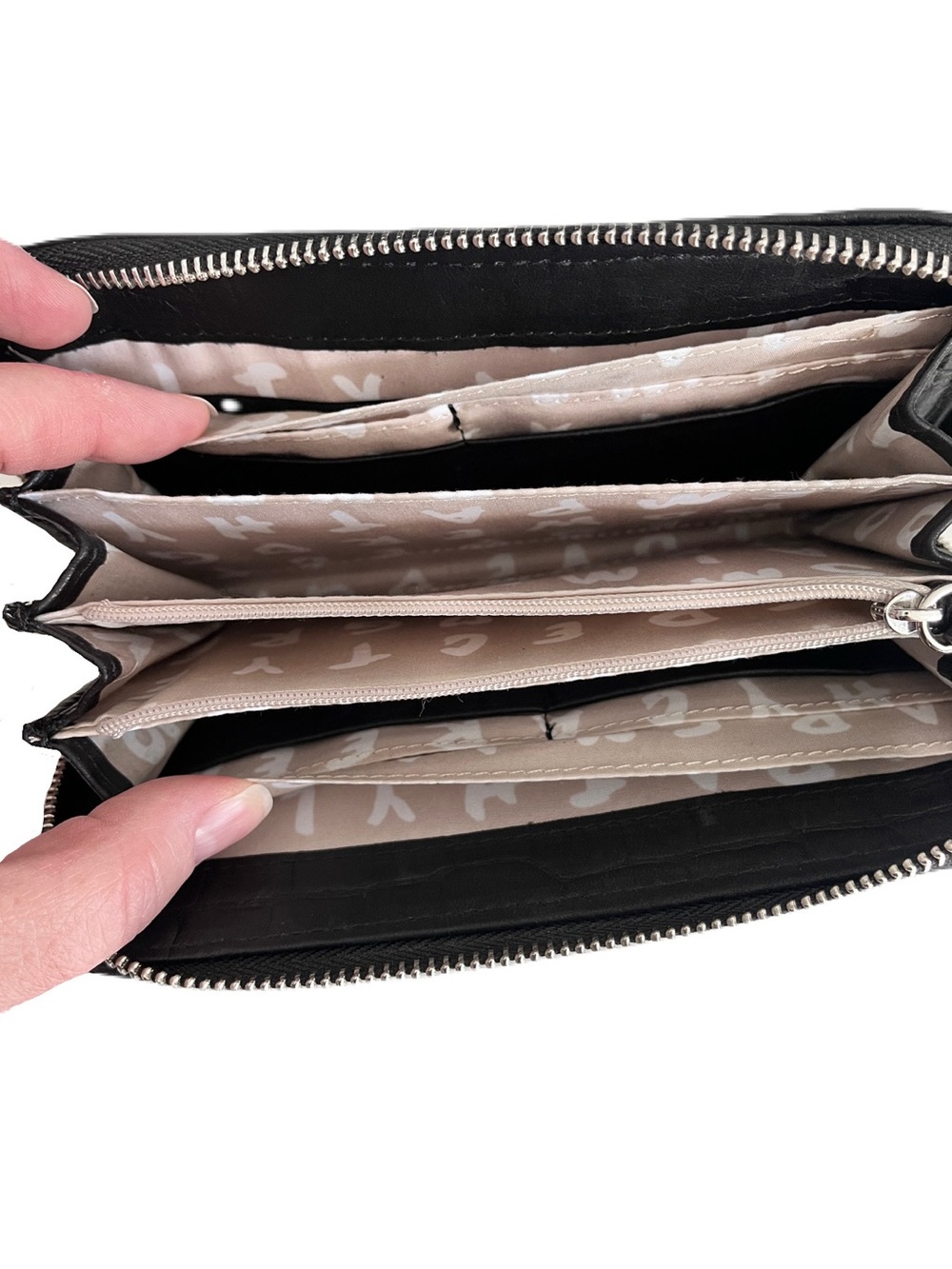 Aimee Kestenberg Black Croc Embossed Leather Long Continental Zip Around Wallet - Picture 8 of 9